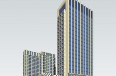 SketchUp Complex Model: Modern High-Rise Hotel and Commercial Building-BIM WORLD