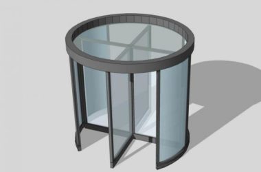 SketchUp Material Model: Glass Rotating Door with Detailed Material Components-BIM WORLD