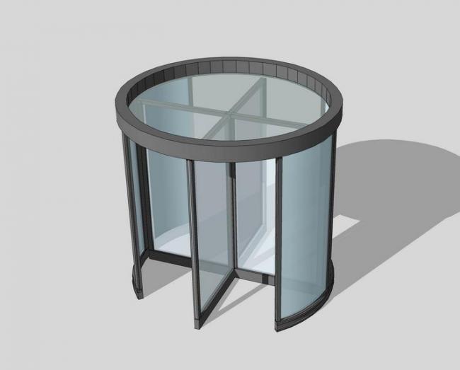 SketchUp Material Model: Glass Rotating Door with Detailed Material Components