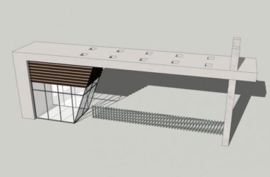 Modern School Entrance Gate Material Model for SketchUp | Landscape Component Included-BIM WORLD