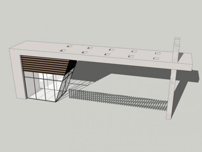 Modern School Entrance Gate Material Model for SketchUp | Landscape Component Included