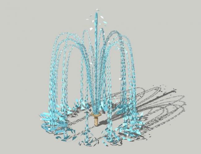 SketchUp Material Model: Dryland Water Fountain and Landscape Components