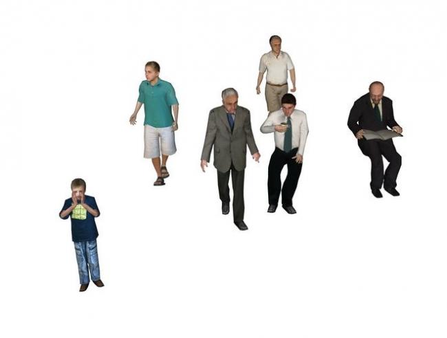 SketchUp Material Models: Business Figures, Men Sitting and Standing, and Material Components