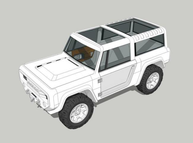Modern SketchUp Material Model for Jeep Vehicle Components