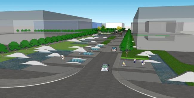 Modern Office Garden Landscape Model in SketchUp