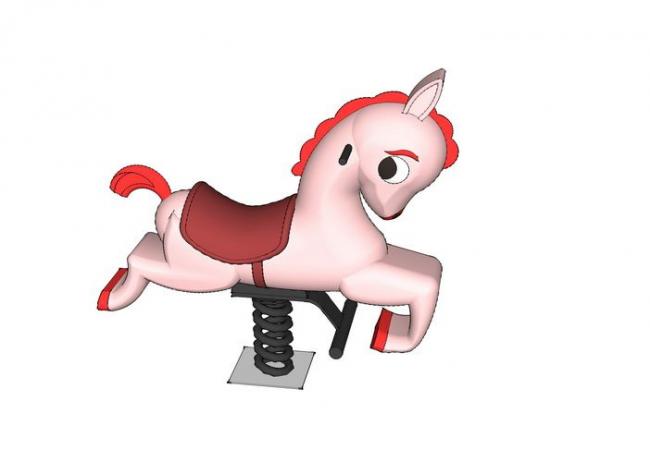 SketchUp Material Model: Outdoor Children's Rocking Horse for Amusement and Landscape Design