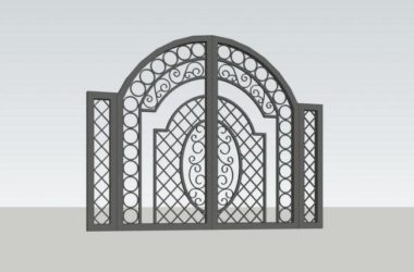 SketchUp Material Model: Iron Entrance Gate and Landscape Components-BIM WORLD