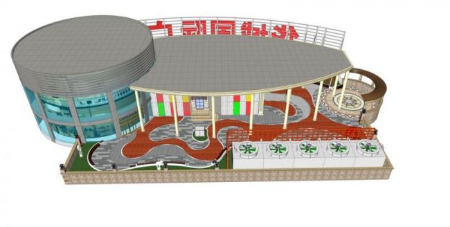 Modern Commercial Plaza Roof Garden Design | SketchUp Landscape Model