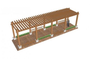 SketchUp Material Model: Wooden Gallery Landscape Components-BIM WORLD