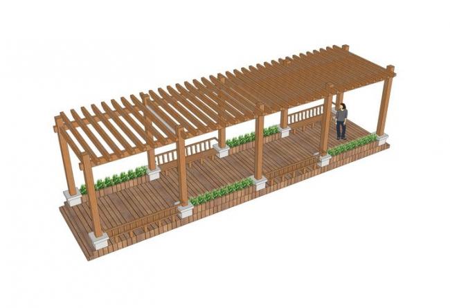 SketchUp Material Model: Wooden Gallery Landscape Components