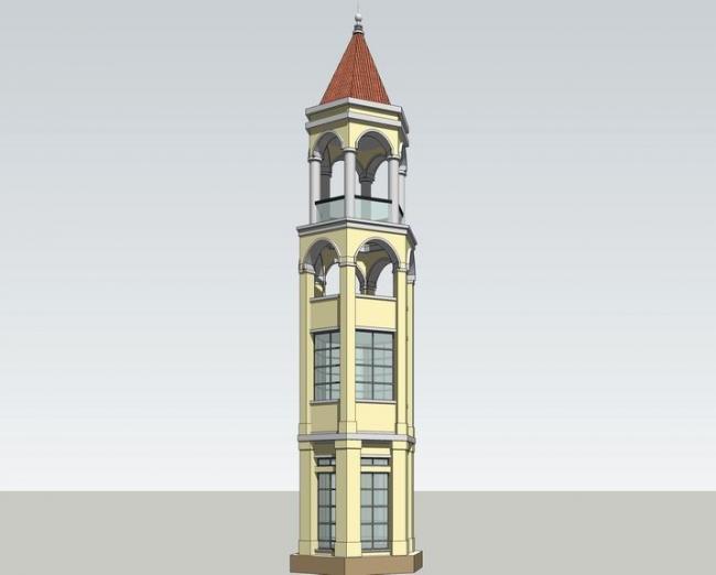 SketchUp Material Models: European Classical Landscape Components Including Tower and Bell Tower