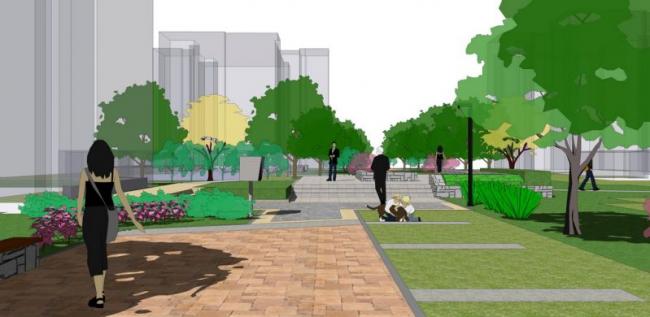 Modern Community Square Landscape Design in SketchUp