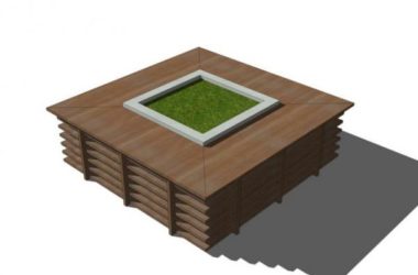 SketchUp Material Model: Wooden Tree Pool Seating Chair Landscape Component-BIM WORLD