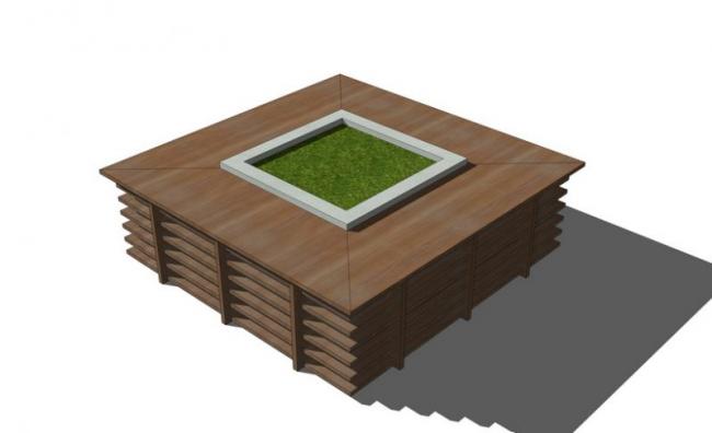 SketchUp Material Model: Wooden Tree Pool Seating Chair Landscape Component