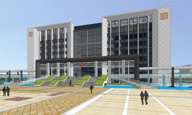 SketchUp Office Model: Planning Design for Shaoxing Administrative Center and Modern Multi-Story Government Building