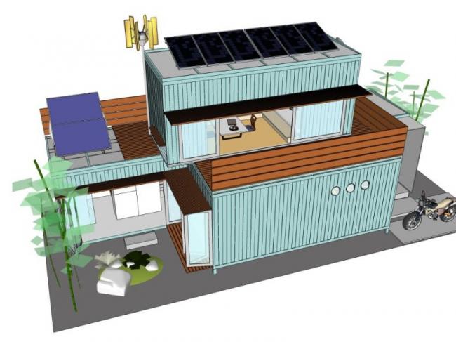 Modern Multi-Story Residential Building with Container Design in SketchUp