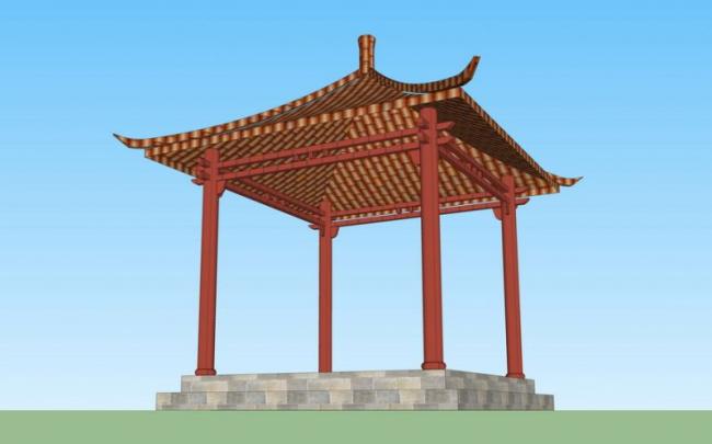 SketchUp Model: Chinese-Style Park Landscape Pavilions