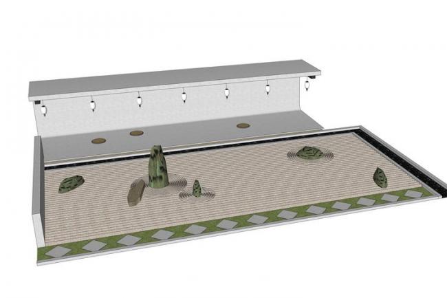 SketchUp Material Model: Chinese-Style Zen Landscape Wall Component