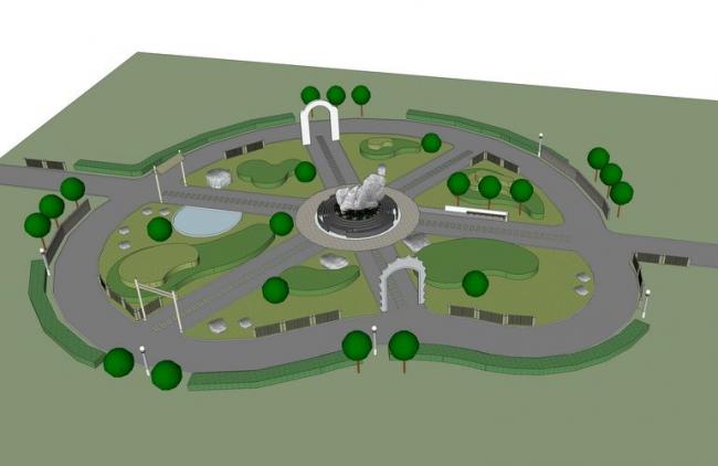 Modern Square Landscape Wall Design in SketchUp