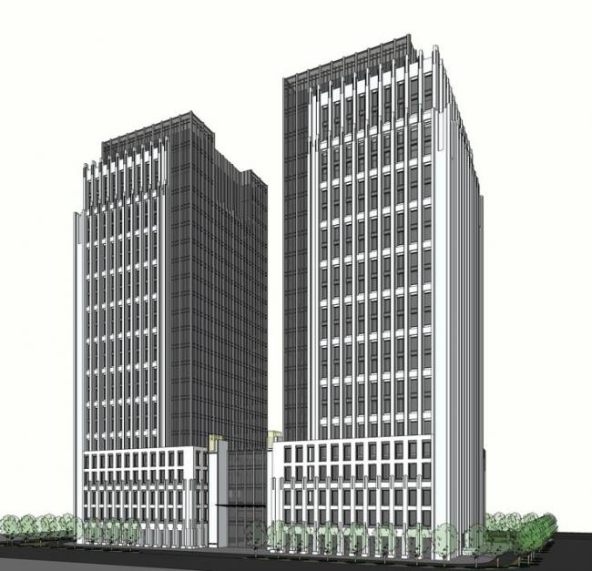 Modern High-Rise Hotel Model in SketchUp
