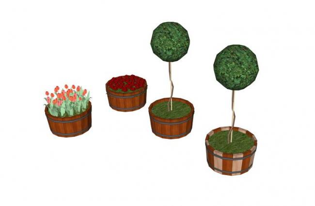 SketchUp Material Model: Bucket Tree and Pool Landscape Components