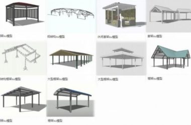 SketchUp Materials for Steel Structure Shed Frames, Leisure Corridors, and Landscape Components-BIM WORLD