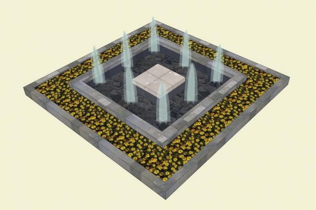 SketchUp Material Model: Water Fountain Landscape Components