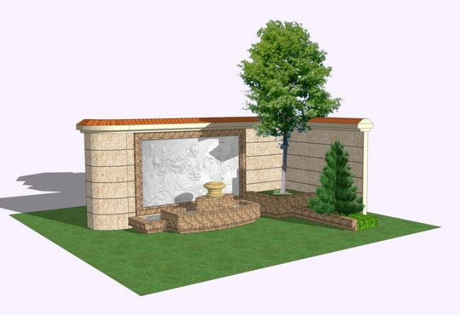 SketchUp Material Model: European Water Landscape with Low Wall Components