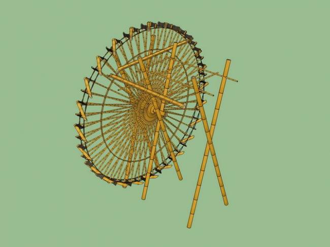 SketchUp Material Model: Bamboo Waterwheel Landscape Component