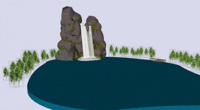 SketchUp Material Model: Rockery and Waterfall Landscape Components