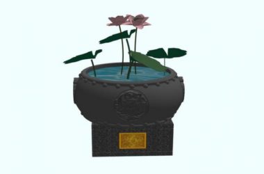SketchUp Material Model: Chinese Lotus Landscape Water Feature Component-BIM WORLD