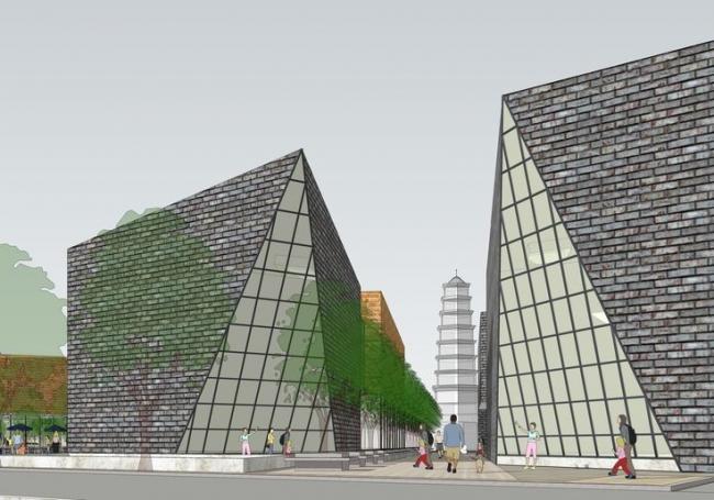 SketchUp Business Model: Modern Multi-Story Commercial Street Design