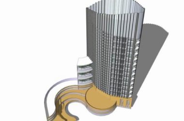 SketchUp Office Model: Modern High-Rise with Elliptical Design-BIM WORLD