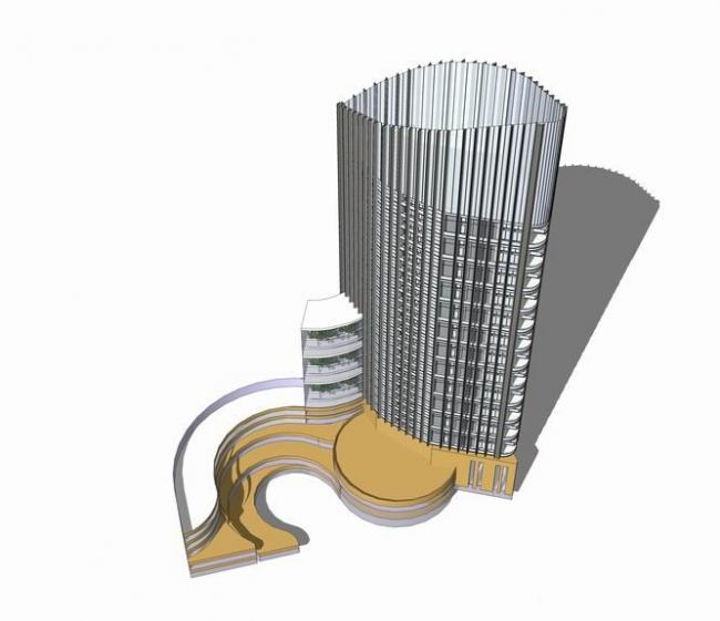 SketchUp Office Model: Modern High-Rise with Elliptical Design