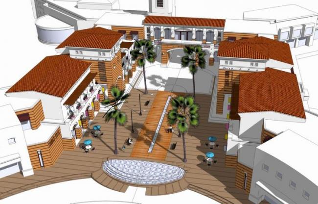 SketchUp Business Model: Multi-Story Street-Side Commercial Building in Spanish Classical Style