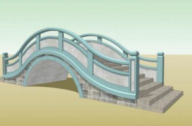 SketchUp Material Model: Stone Arch Bridge and Landscape Components-BIM WORLD