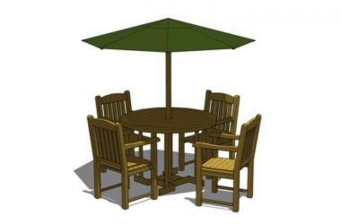SketchUp Materials for Outdoor Solid Wood Tables, Chairs, and Umbrellas-BIM WORLD