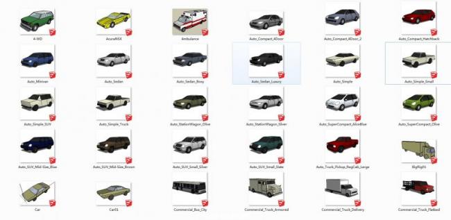 SketchUp Material Models: A Collection of Simple Cars, Trucks, and Vehicle Components