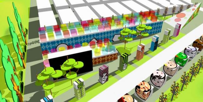 Modern Multi-Story Cartoon-Style Kindergarten and School Model in SketchUp