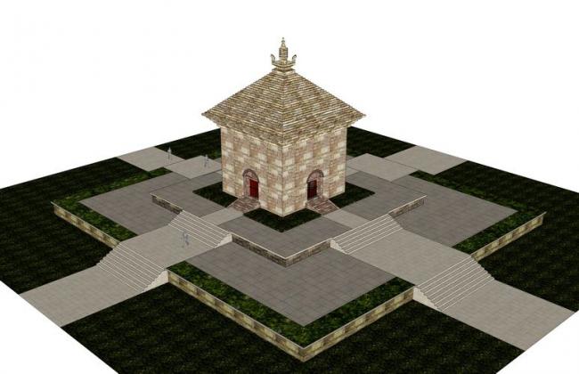 SketchUp Model: Classical Four-Gate Landscape Tower Design