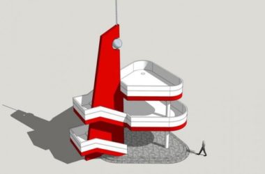 SketchUp Material Model | Modern Landscape Tower Observation Deck with Material Components-BIM WORLD