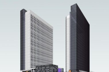 SketchUp Complex Model: Modern High-Rise Commercial Plaza with Office Towers and Ground-Level Retail-BIM WORLD