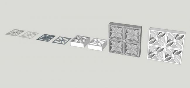 SketchUp Material Model: Hollow Carved Stone Wall and Brick Landscape Components
