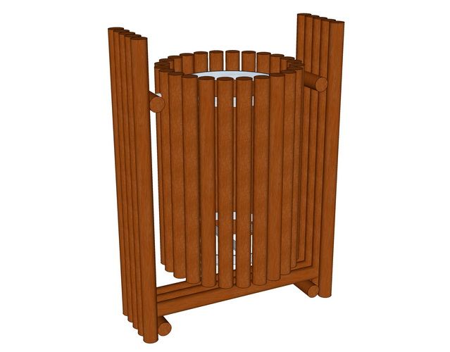 SketchUp Material Model: Wooden Trash Bin Texture Component