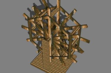 SketchUp Material Model: Wooden Waterwheel Landscape Component-BIM WORLD