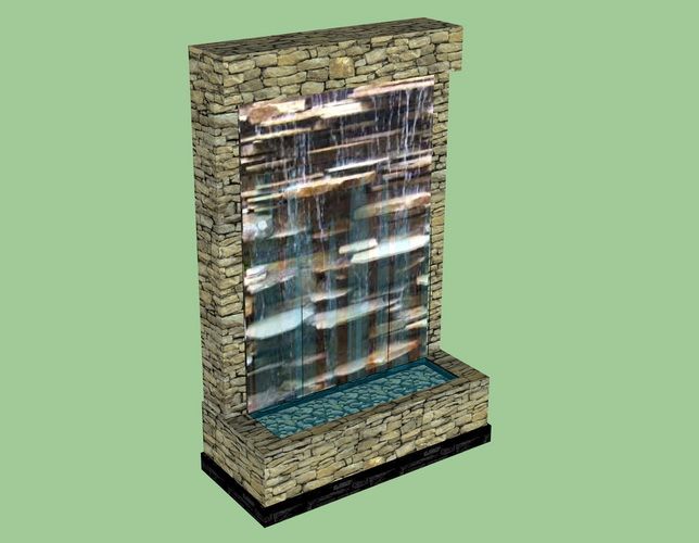 SketchUp Material Models: Modern Waterfall Walls and Landscape Components