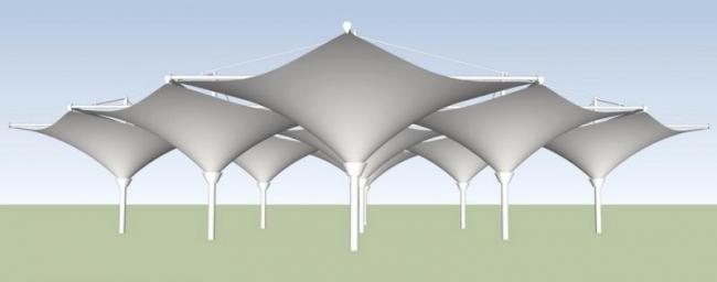 SketchUp Landscape Model with Stretch Film Material Components