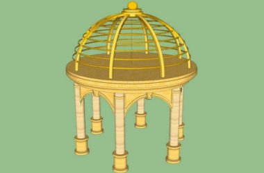 SketchUp Landscape Model: European Pavilion in Classical Style-BIM WORLD