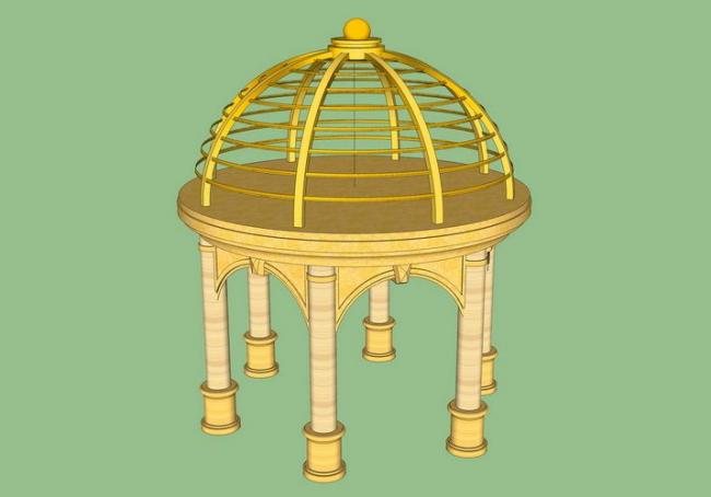 SketchUp Landscape Model: European Pavilion in Classical Style