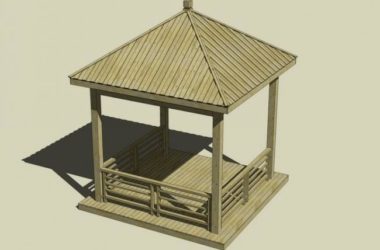 SketchUp Model: Wooden Leisure Pavilion in Landscape Design-BIM WORLD